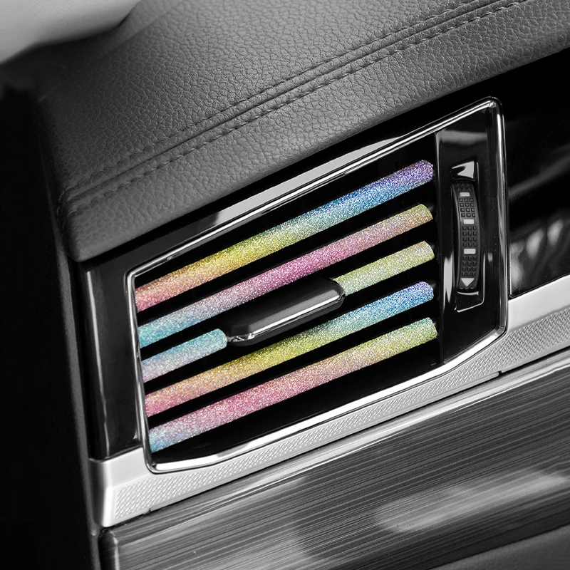 10PCS car air outlet decorative strips, car interior accessories, air-conditioning mouth clip strips, colorful strips, bright st