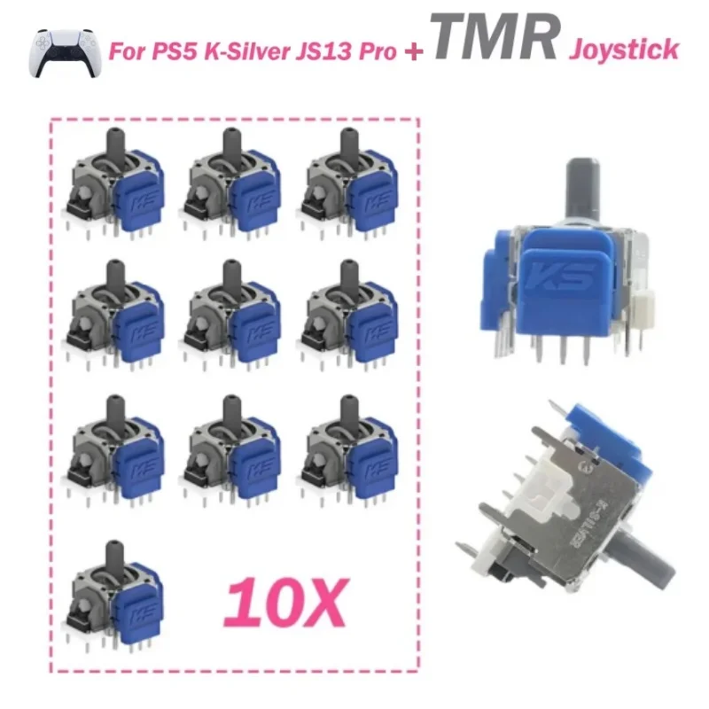 10pcs K-SILVER JS13 PRO TMR Electromagnetic Joystick Anti-Drift for PS5 Replacement Parts Tunnel Magnetic Resistance Joystick