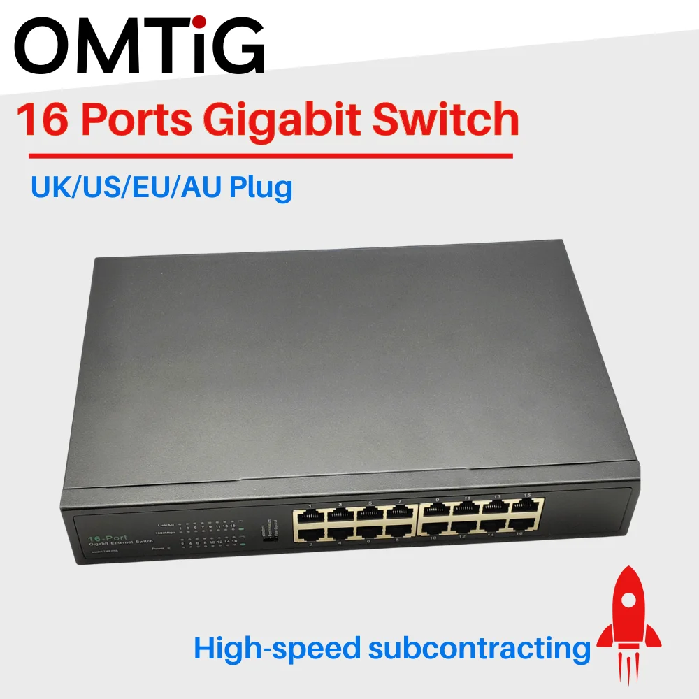 16 Port Gigabit Switch 10/100/1000Mbps Desktop Switch Hub Network Full/Half Duplex Ethernet Switch