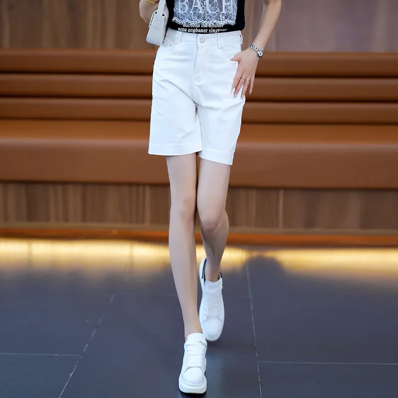 شورت دينم وردي للنساء صيفي رقيق مستقيم كاجوال متعدد الاستخدامات فضفاض واسع الساق بخمس نقاط #2