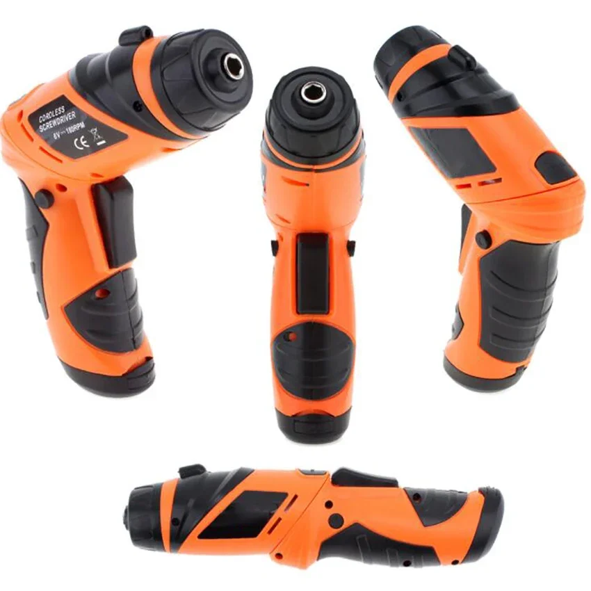 2-2.5N.m Cordless Electric Screwdriver with 6 Screw Bits, 1 Connect Rod, LED Light, Battery Operated Screwdriver Gun Tool