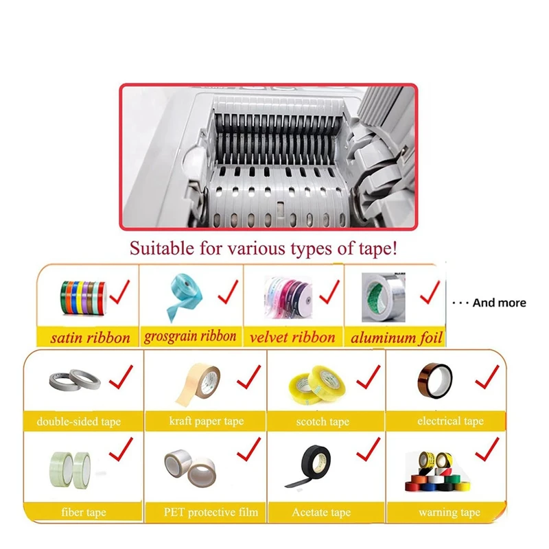 Dispensador automático de cinta, cortador de cinta eléctrico con rueda de silicona, longitud máxima de corte 999 mm, ancho de cinta 6-60 mm enchufe estadounidense