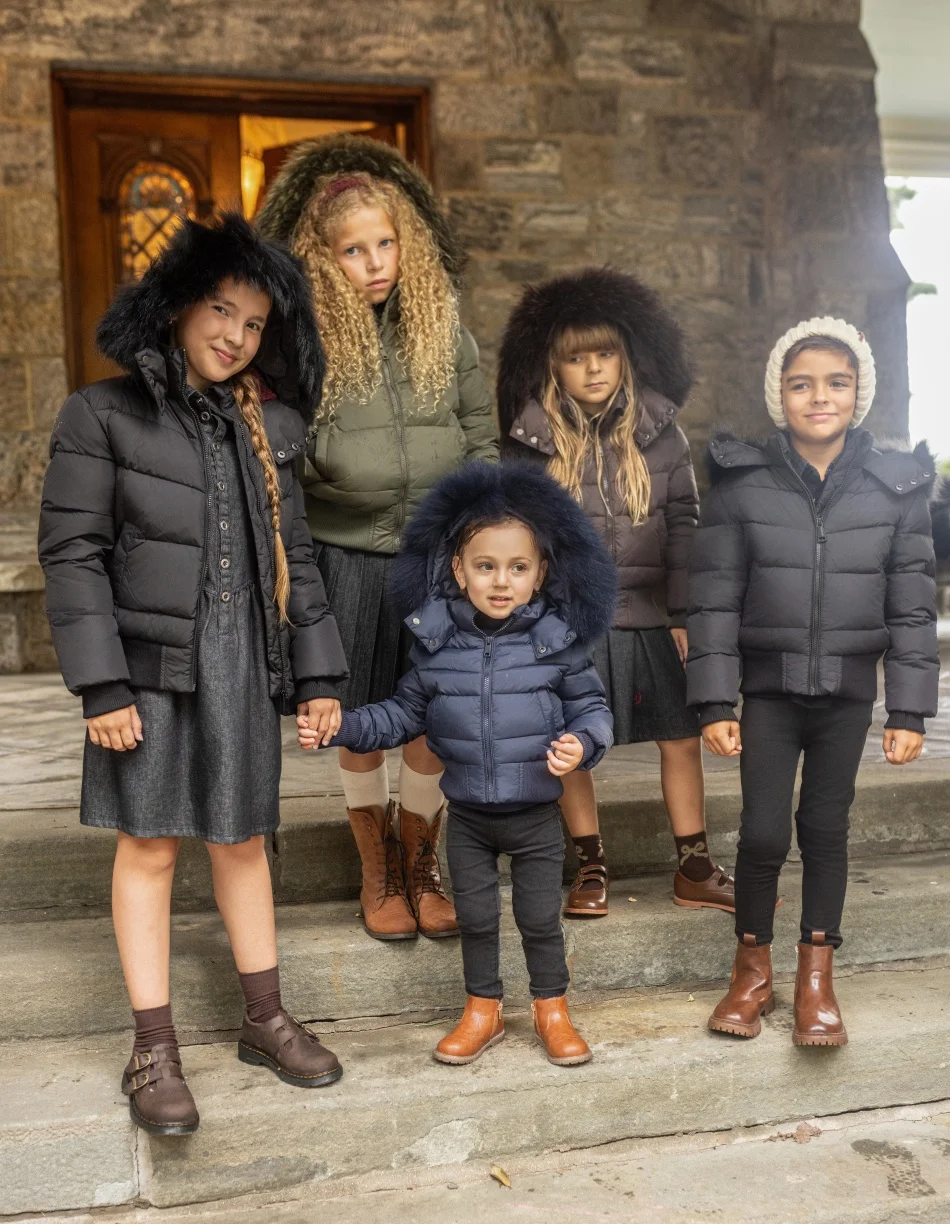 AP 2026 AW Winter down coat for kids High-quality white duck down coats waterproof fabric children outwear