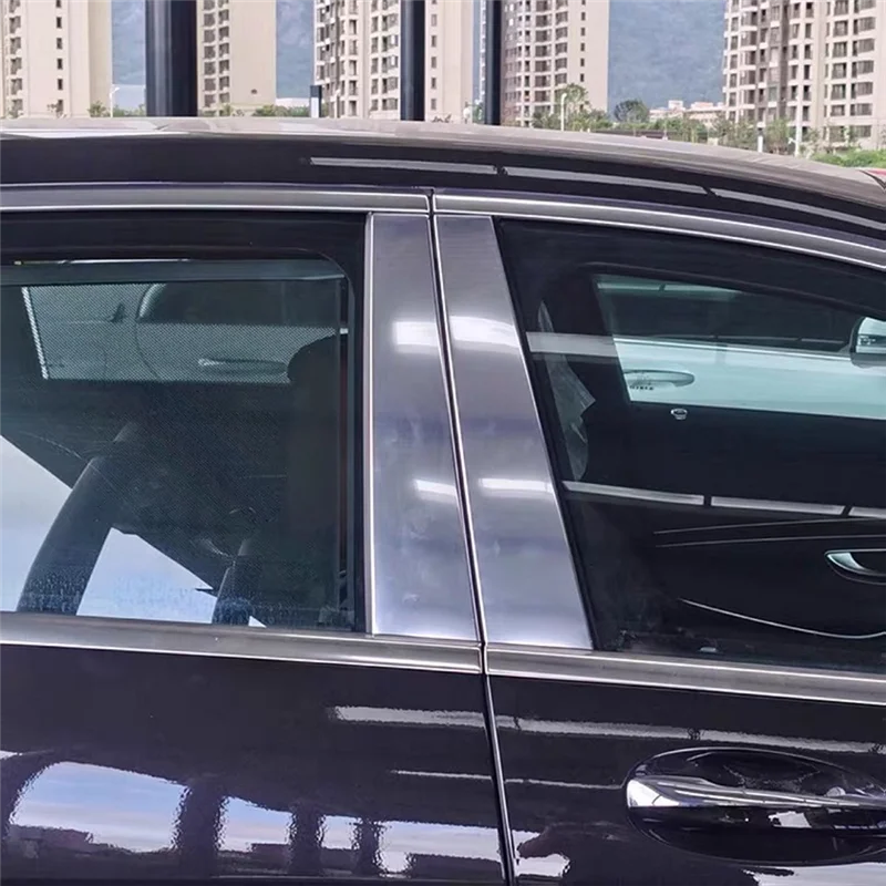 

4Pcs Car Window B Pillar Strip Stickers For Mercedes Benz GLS Class 2016-2023 Spare Parts Center Post Chrome Aluminum Trim Panel