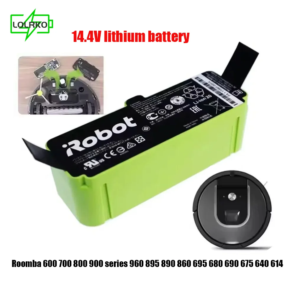 

14.4V 9800mAh Li Ion Battery for iRobot Roomba Cleaner 900 800 700 600 Series 960 980 981 965 895 890 860 695 692 690 680 675