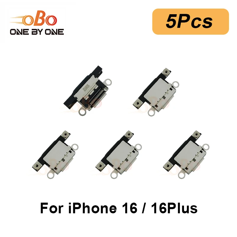 5Pcs USB Charging Port Dock Plug For iPhone 16 Pro Max Promax Plus Charger Connector Socket Replacement Black White