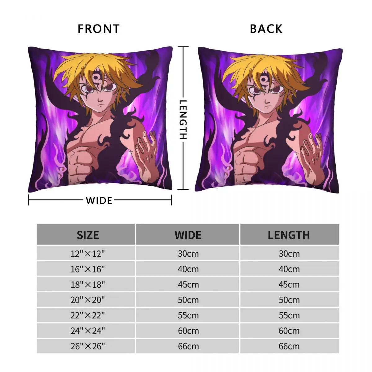 Nanatsu No Taizai Meliodas Pillowcase Polyester Linen Velvet Pattern Zip Decor Sofa Cushion Case 18