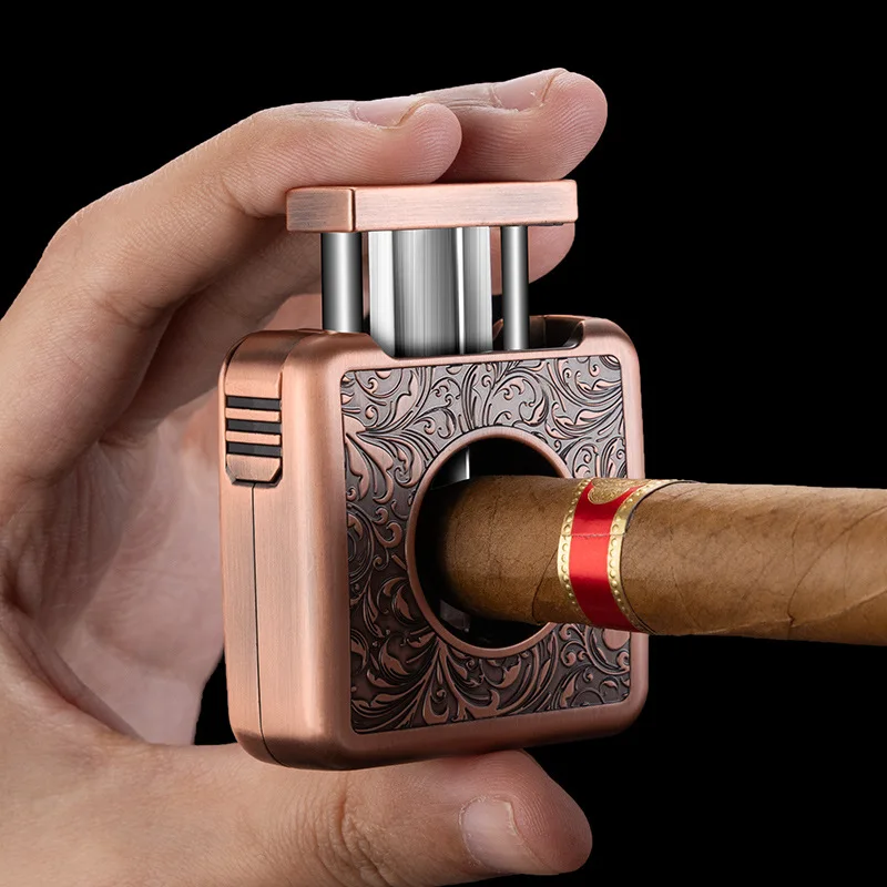 

Многофункциональные портативные V-образные ножницы для сигар 4-в-1 со скрытой алмазной вилкой для сигар, держателем для сигарет и подарочной коробкой CE-25DX