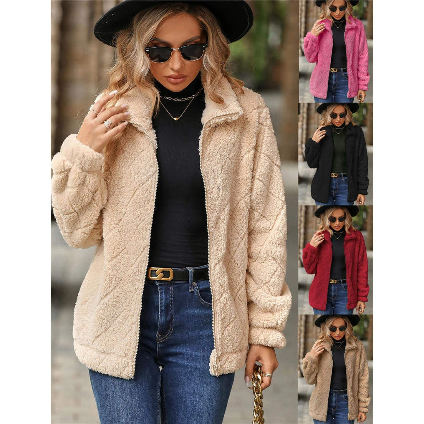 

Зимняя женская утепленная куртка на молнии с длинным рукавом и воротником-стойкой для повседневной носки, верхняя одежда 2023