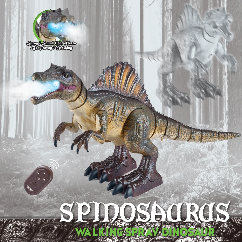 RC Spinosaurus toys will walk sound, light, electricity, large mob spray dinosaur simulation best Christmas gift