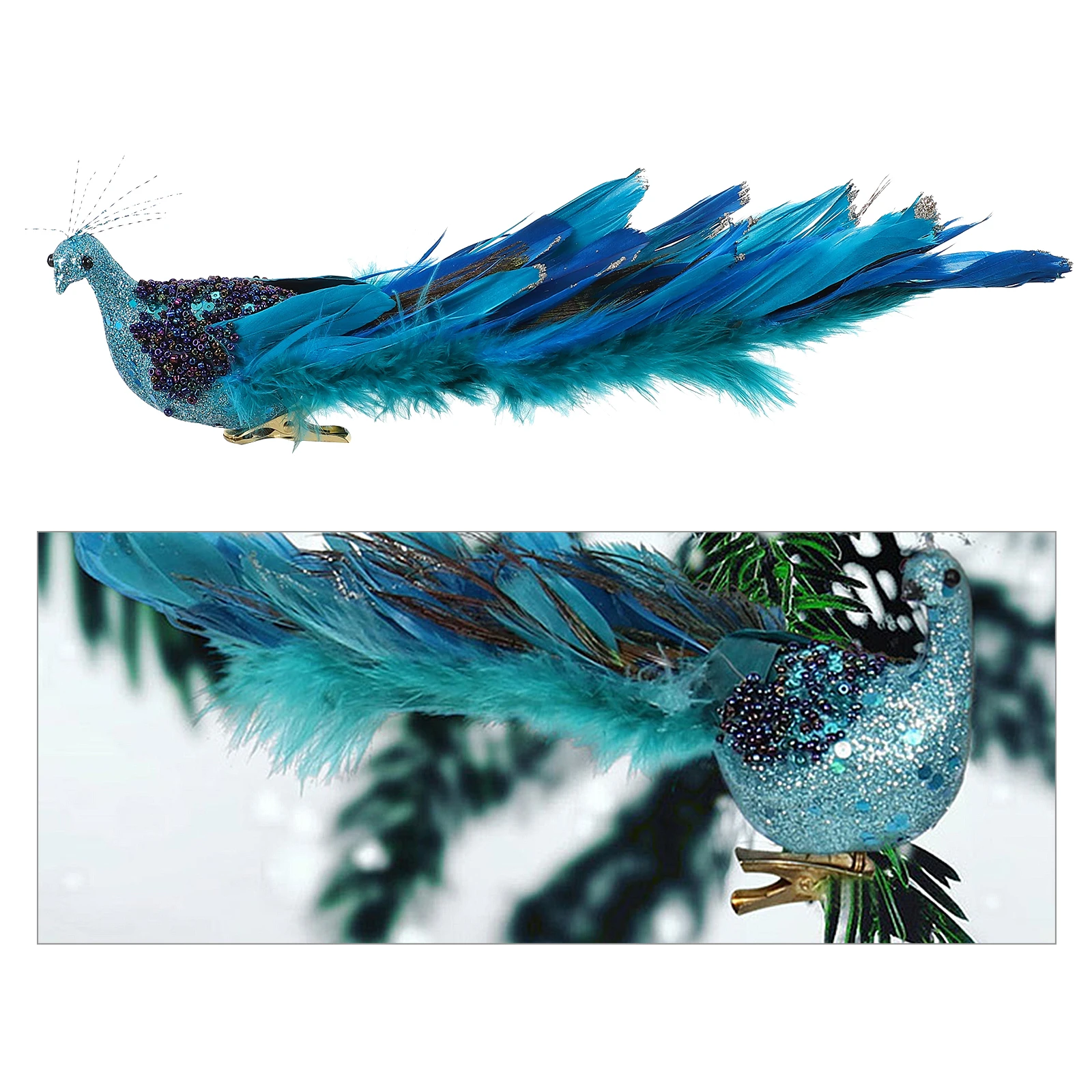 

Peafowl Animal Christmas Tree Decoration Xmas Tree Ornament Artificial Xmas Animal Figure Christmas Party Accessory