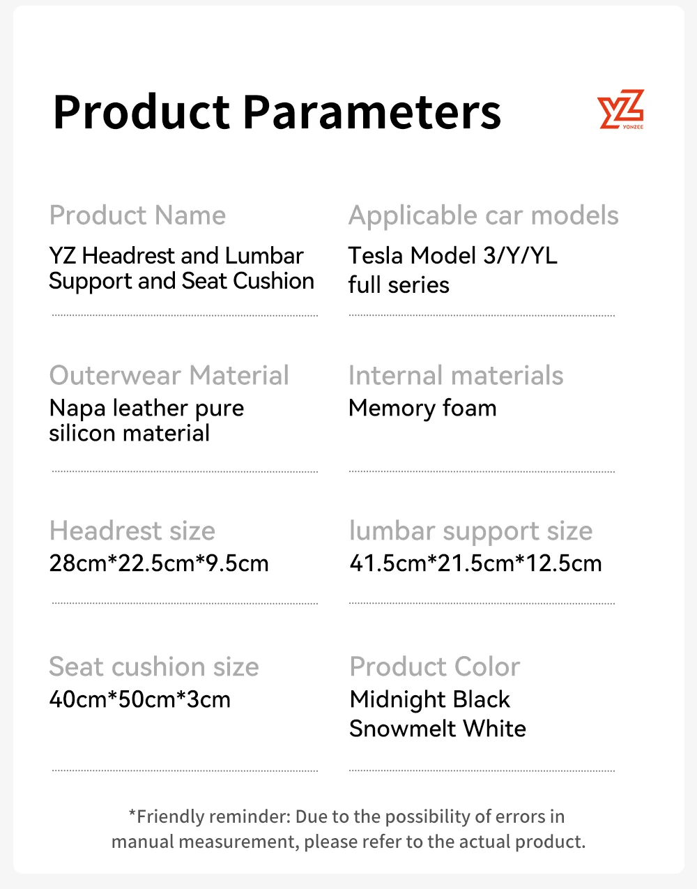YZ Für Tesla Kissen Modell Y YL 3 Atmungsaktives Weiches Leder Kopfstütze Lendenwirbelstütze Sitzkissen Ergonomisches Memory-Schaum Nacken- und Taillenkissen – Detail 12