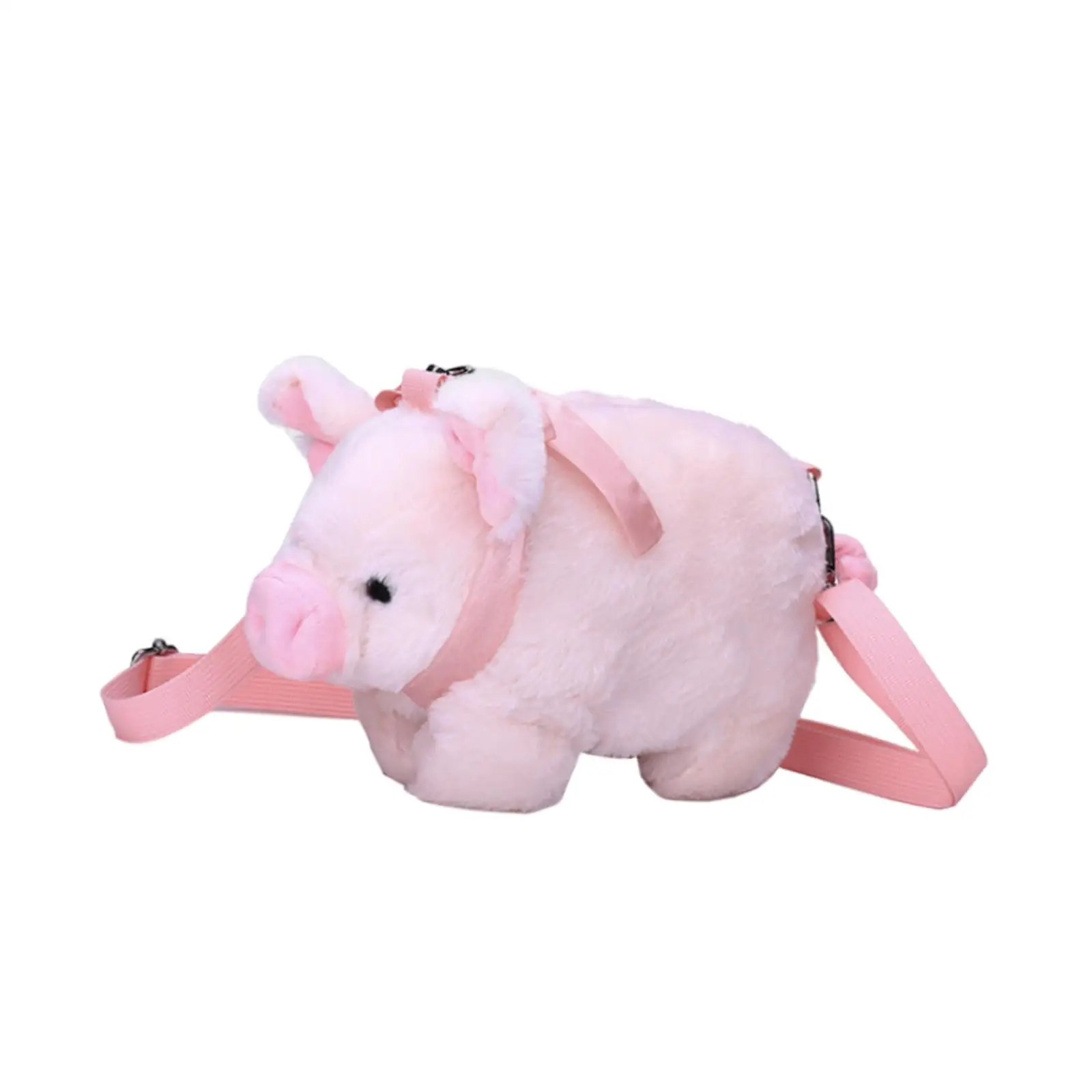 Pink Piggy Crossbody Bag Adjustable Shoulder Strap Travel Purse Wallet Soft Stuffed Piggy Shoulder Bag Girl Plush Bag