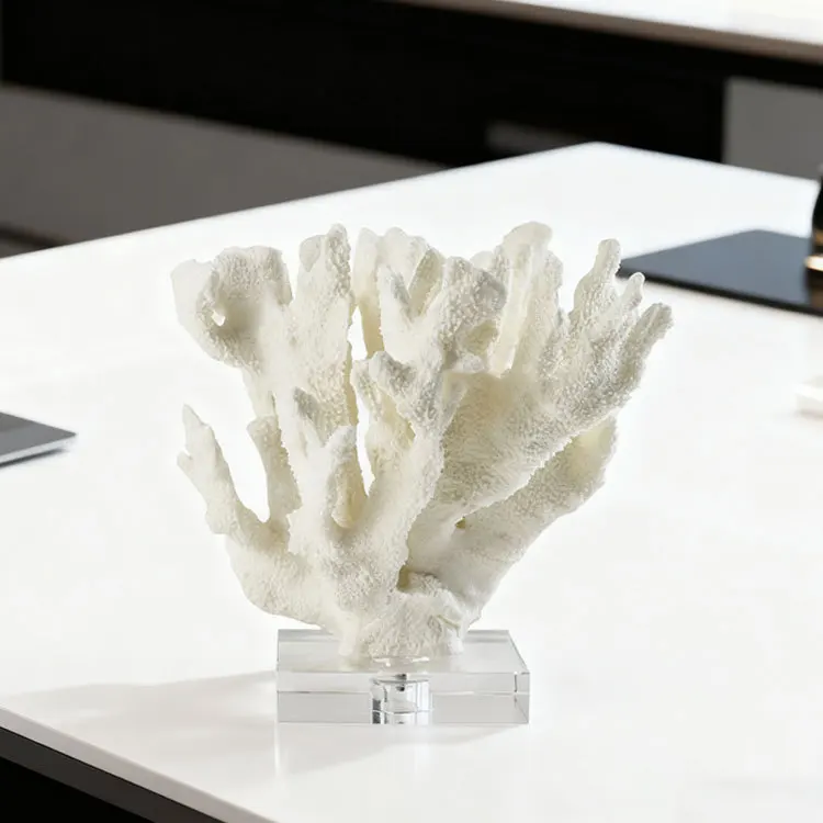 White Coral Simulated Coral Sculpture Resin Handicraft Ocean Statue Creative Decorative Figurines Home Decoration Accessories
