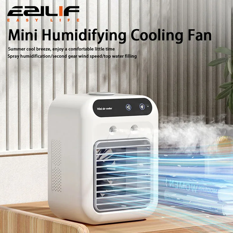 2025 New Two In One Electric Fan Amall Mini Usb Charging Spray Refrigeration Portable Dormitory Office Desktop Small Fan