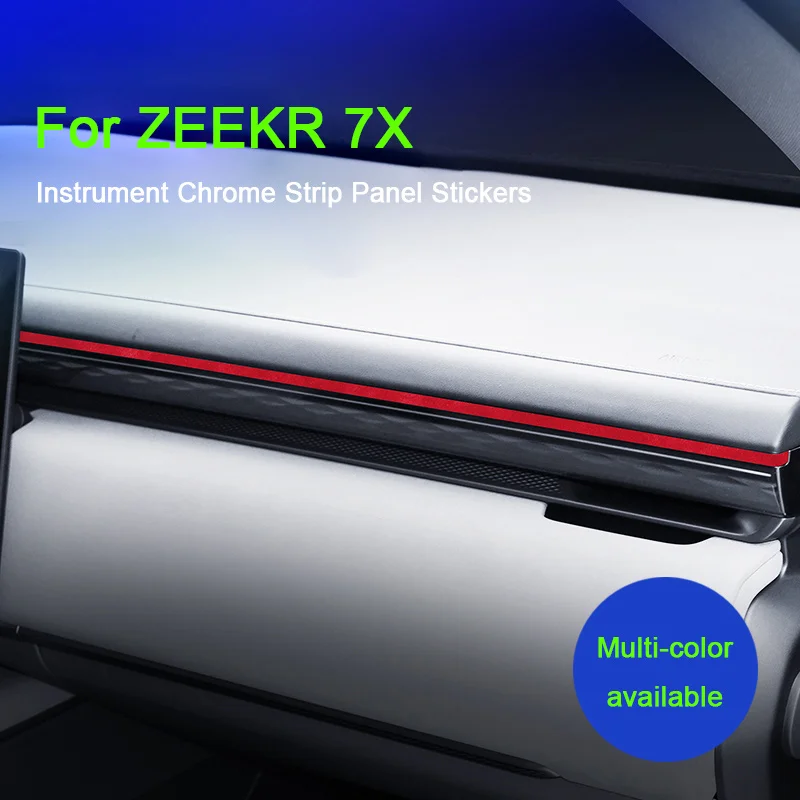 For ZEEKR 7X 2025, Italian Suede Leather Central Console Dashboard Trim Strip Instrument Trim Stickers Interior Accessories 6
