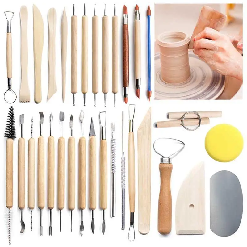 Pottery Clay Sculpting Tools Pottery Carving Tool Kit With Carrying Case Bags For Beginners Professionals Pottery Modeling DIY