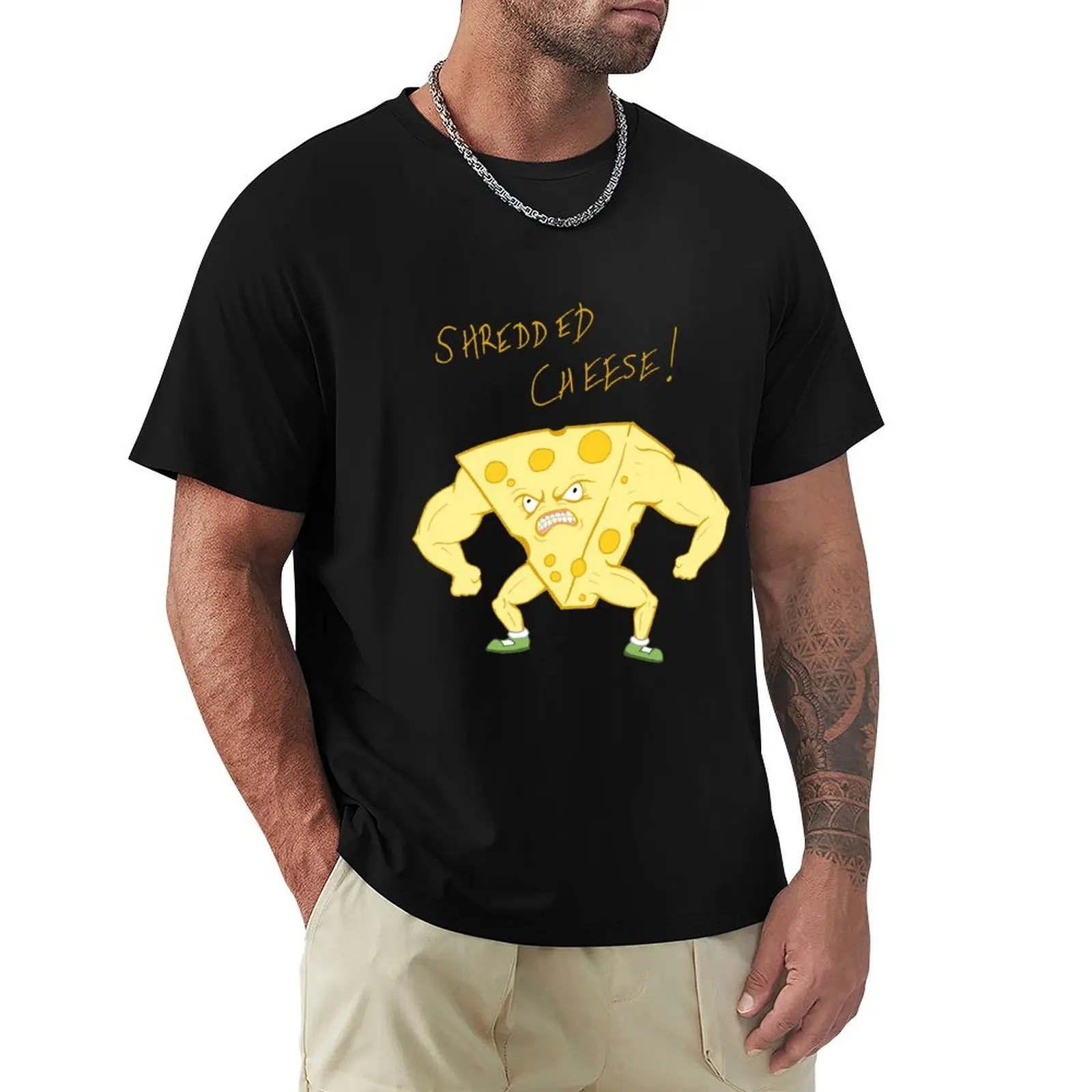 Shredded Cheese T-Shirt Fashion Graphic Tee for Men