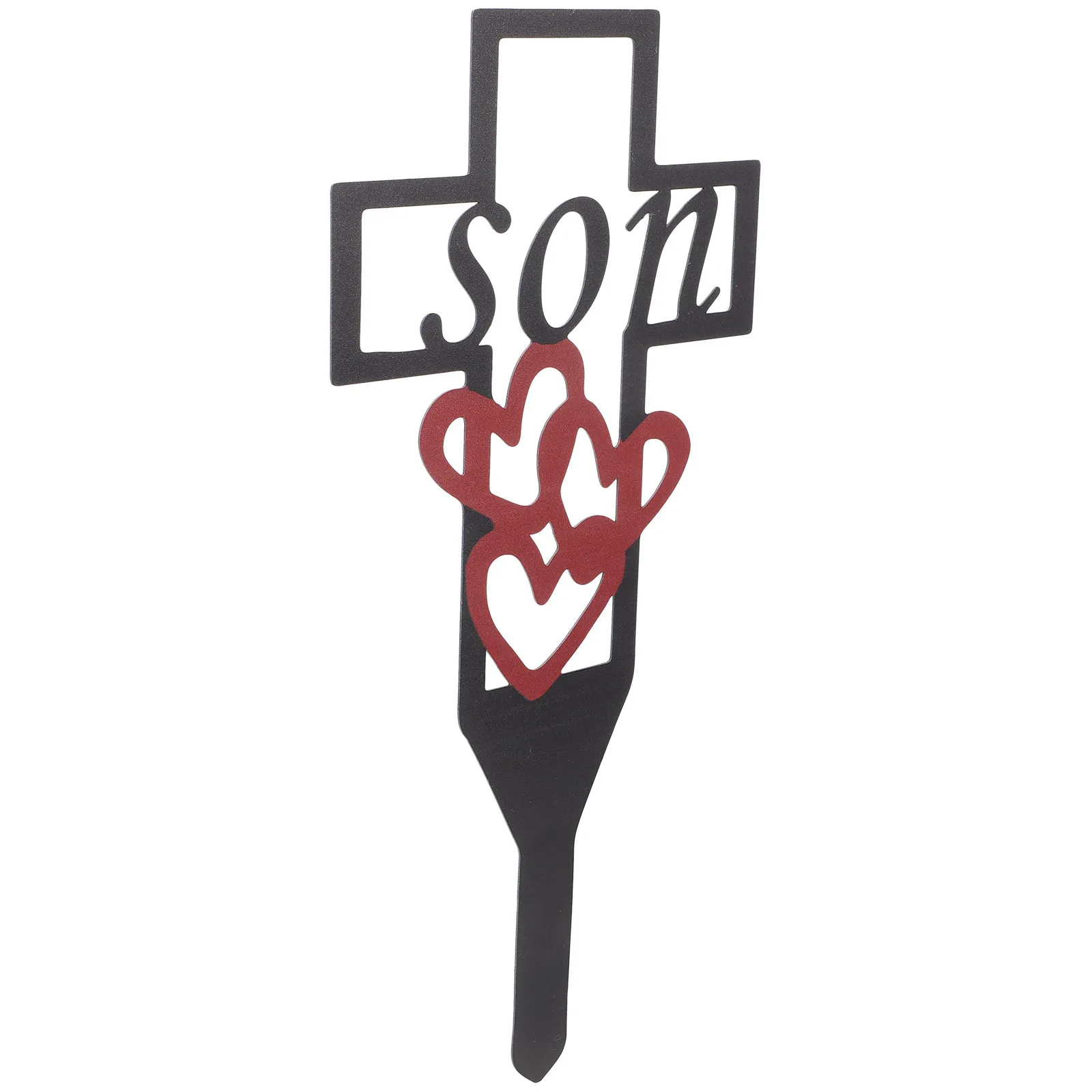 Cemetery Memorial Cross Stake Metal Grave Marker for Son Outdoor Garden Yard Lawn Decoration Premium Iron Corrosion Resistant