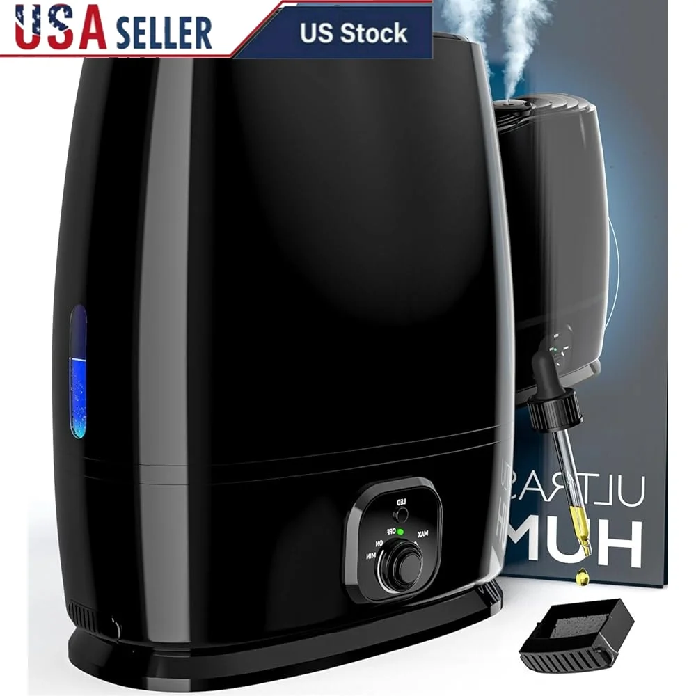 

Увлажнитель с прохладным туманом для спальни, 6 л, тихий безфильтр, диффузор эфирного масла для большой комнаты, 50 часов, долговечный увлажнитель воздуха от аллергии