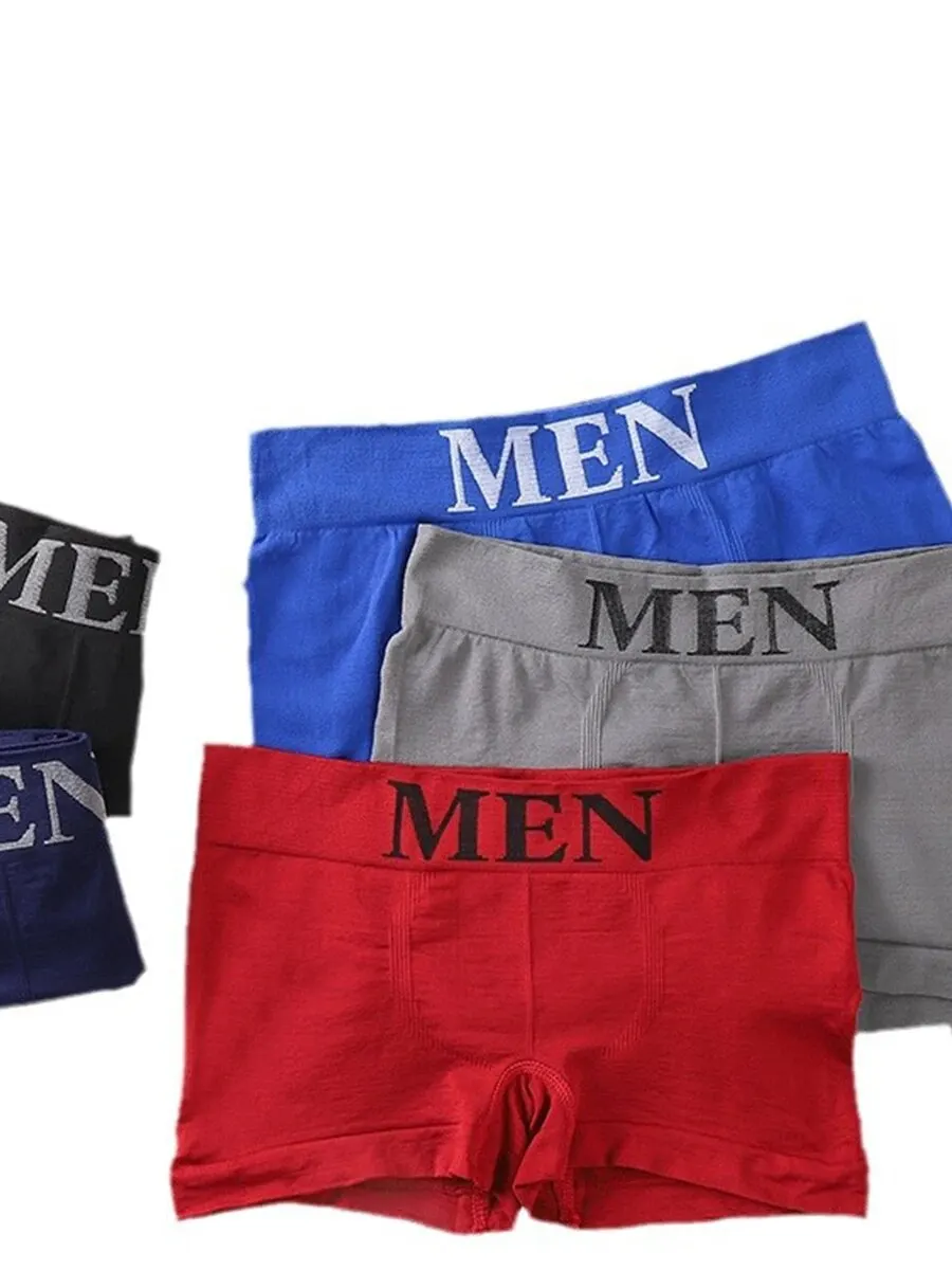 5 PCs Men\'s High Elastic Plain Color Comfortable Boxer Briefs Panties Breathable Pantyhose