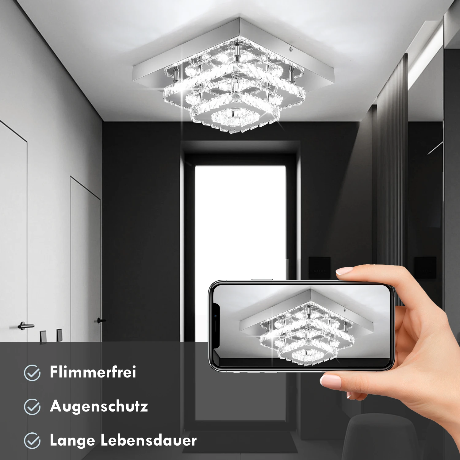 كريستال LED-Deckenleuchte، كريستال لامب K9 Edelstahl 36W Deckenlampen Fuer Küche، Schlafzimmer، Gjmesser 30 سم #4