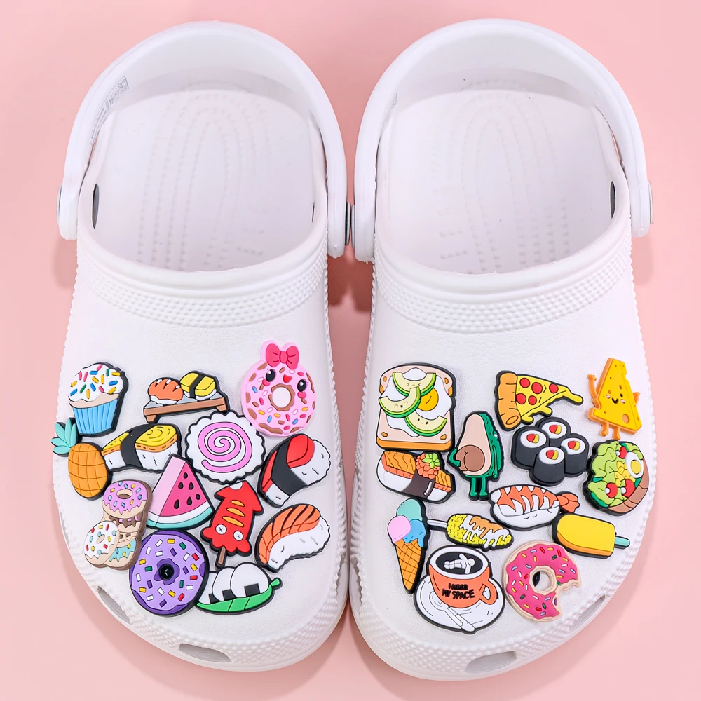 1pcs PVC Delicious Food Shoe Charms Sushi Salads Shoe Decorations Pins for Women Boy Girls Sandal Clog Buckles Accessories Gifts