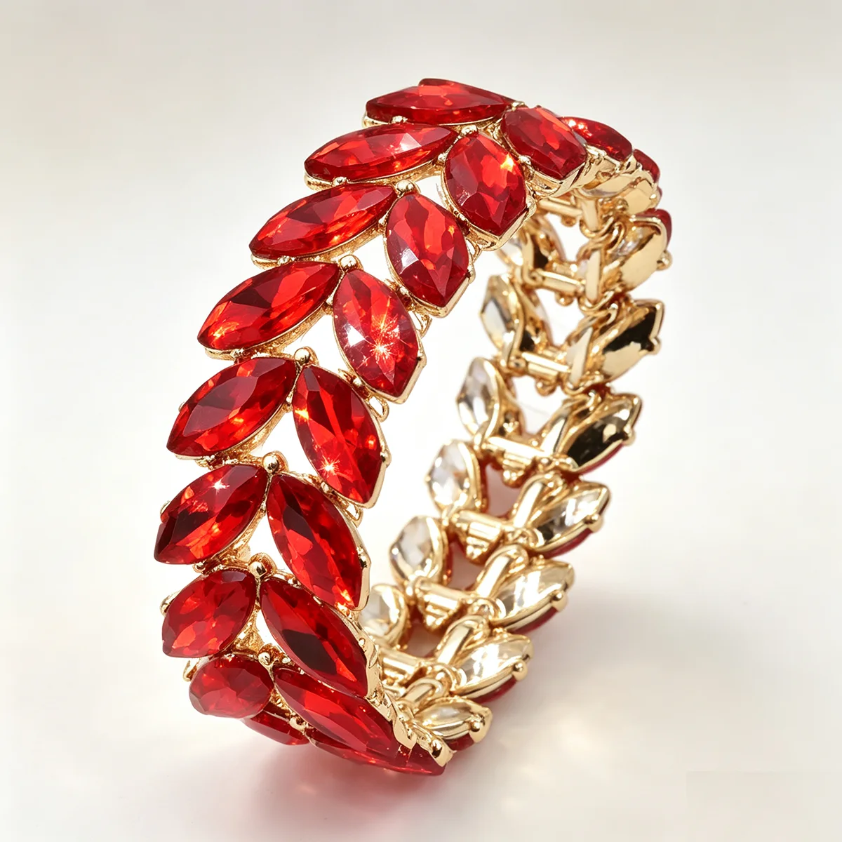 Luxuriöses Breites Strass-Armband für Damen, Geometrischer Kristall-Schmuck für Hochzeit und Party, Pailletten-Schmuck, Vergoldetes Ausziehbares Damenarmband – Detail 5
