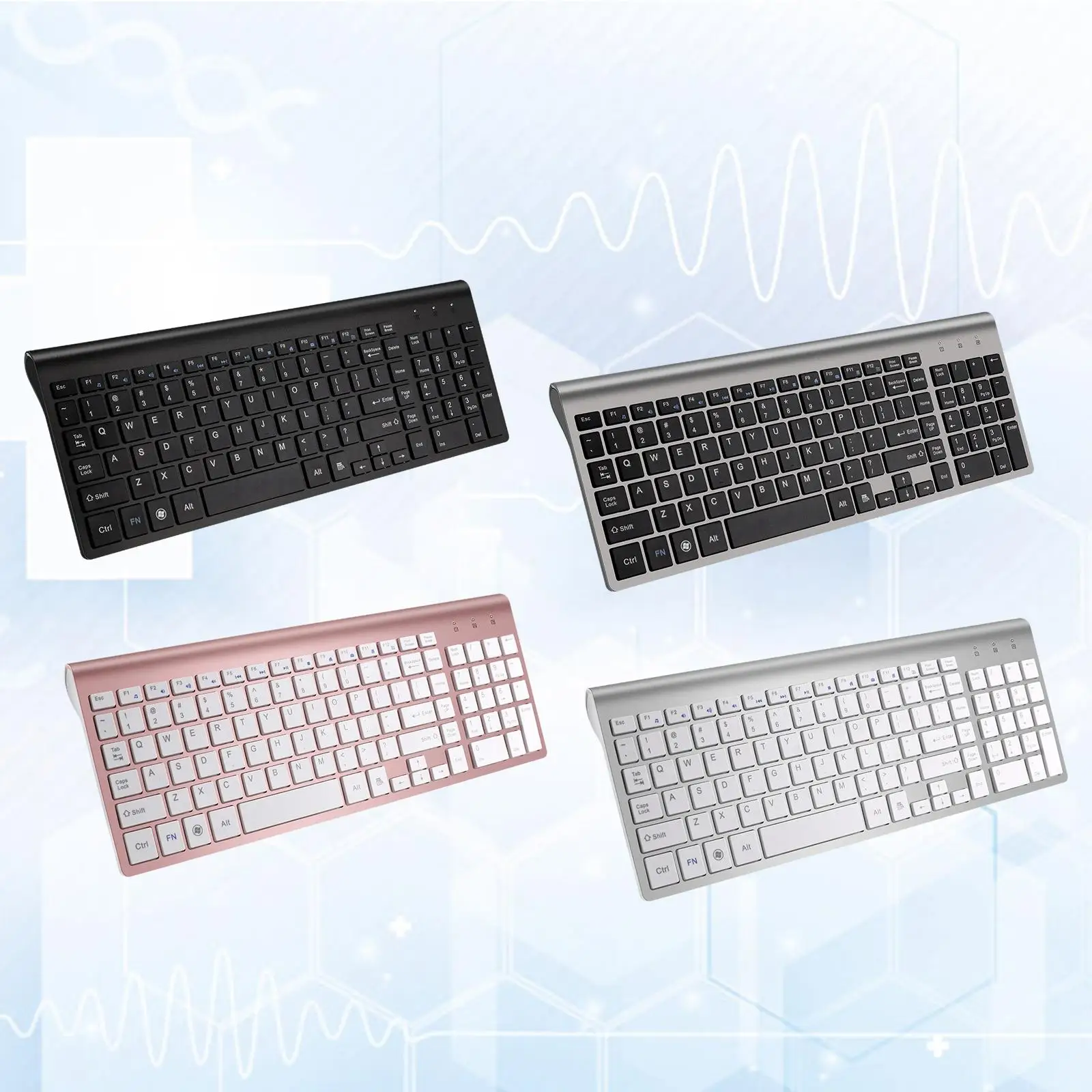 Thin Keyboard Silent USB Receiver Plug for Laptops and Desktops, Stable