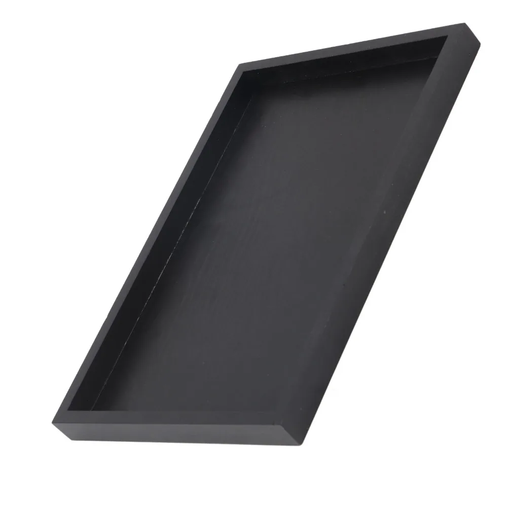 Snack Plate Black Wood Serving Tray Wood Rectangle Shape Solid Wood Tray Decorative Platter Food Serving Tray Home Kitchen