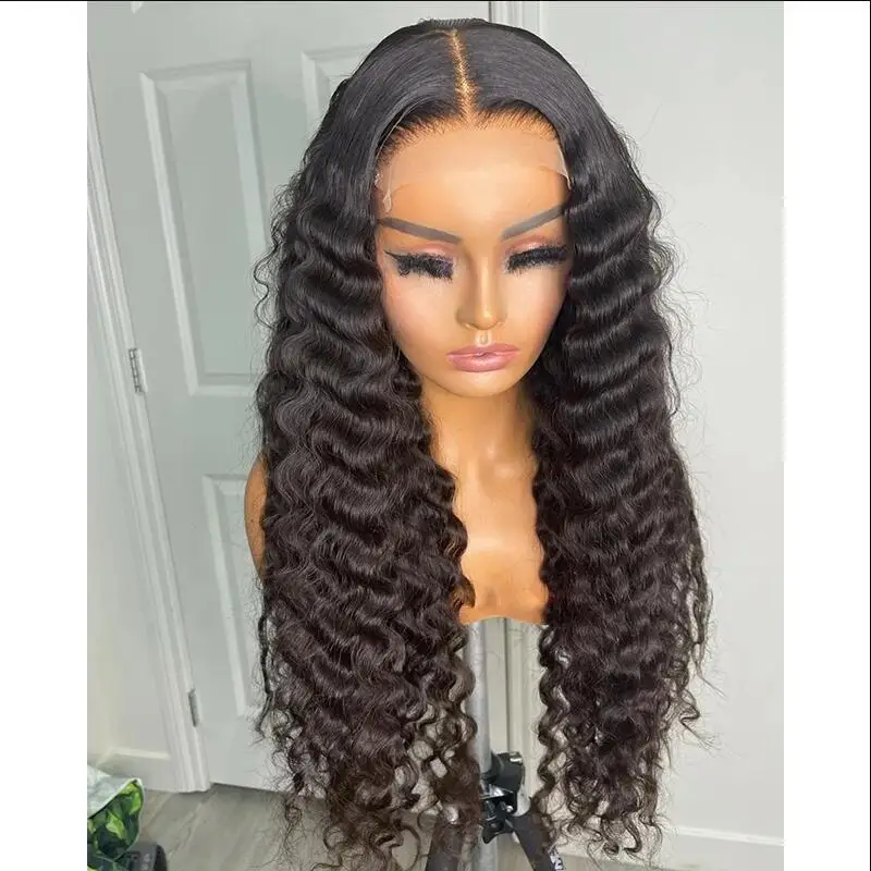 PrePlucked Long 26" 180 Density Black Lace Front Wigs For Black Women With Babyhair Lace Frontal Wigs Deep Curly Black Daily Wig