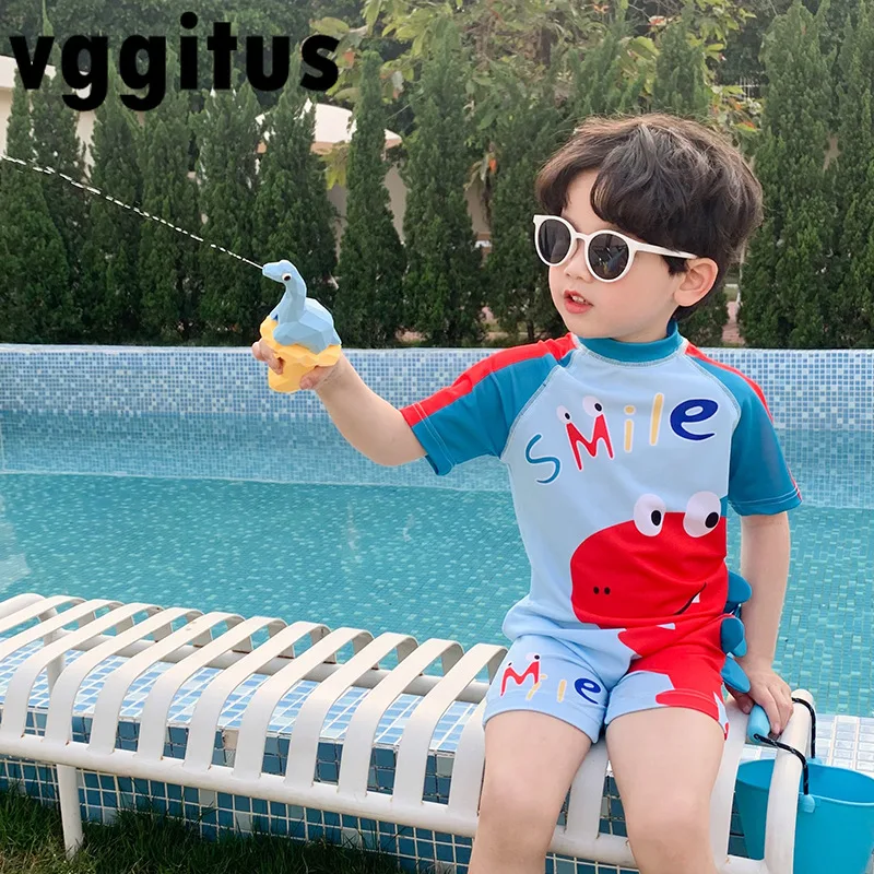 Korean Style New Summer Children Girl Swimsuit One Piece Cartoon Dinosaur Hot Spring Quick Drying Sun Protection Swimwear H3663