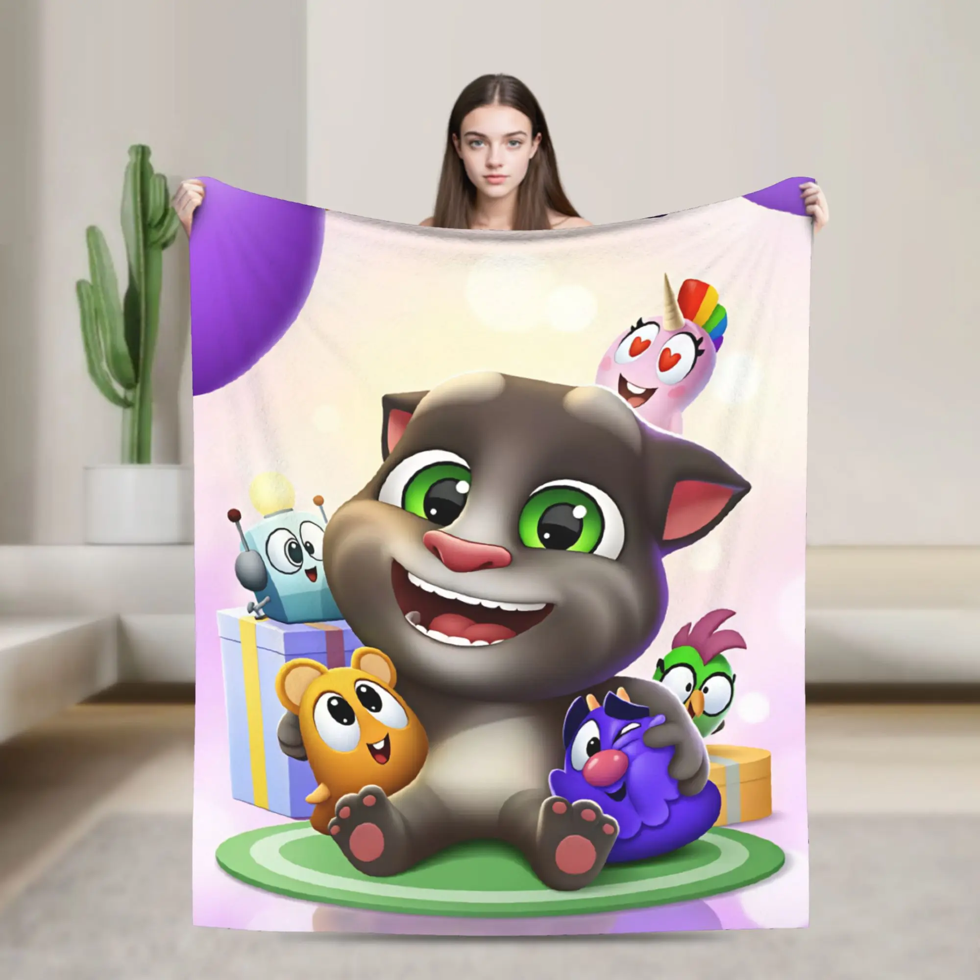 Game T-Talking T-Tom And F-Friends Throw Blanket  Flannel Bedspread For Couch Chair Sofa Bed Novelty Sofa Bed Cover