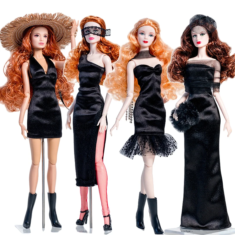 32cm Supermodel Doll Clothes Suit European Fashion Classic Little Black Dress Exquisite Accessories Set DIY Toy Collector Gifts