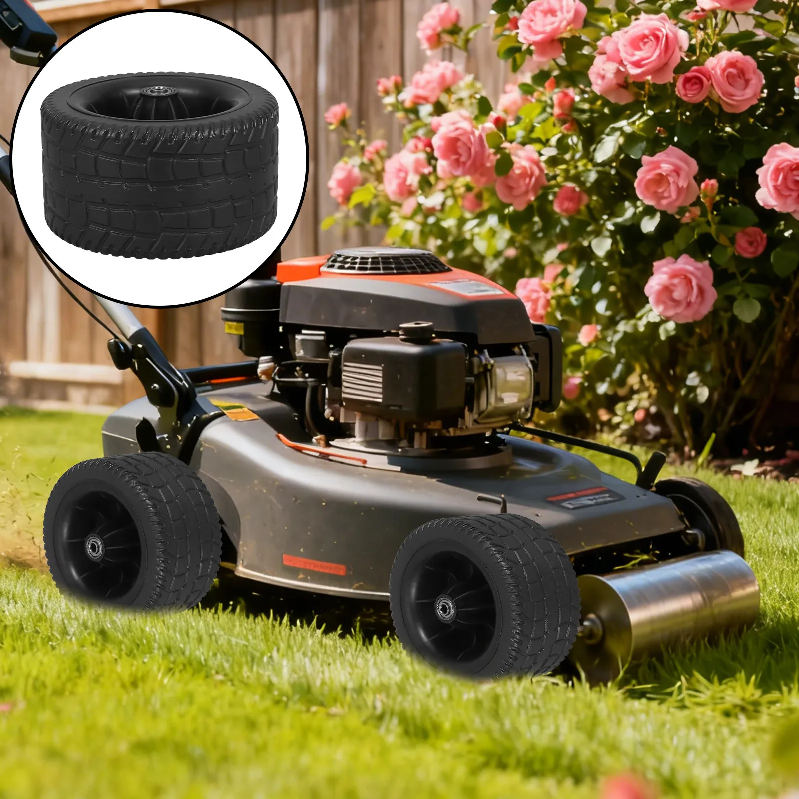 Replacement Lawn Mower Wheel Rubber Caster 6.6 Inch Heavy Duty Garden Dump Cart Yard Utility Trailer Hand Truck Tire