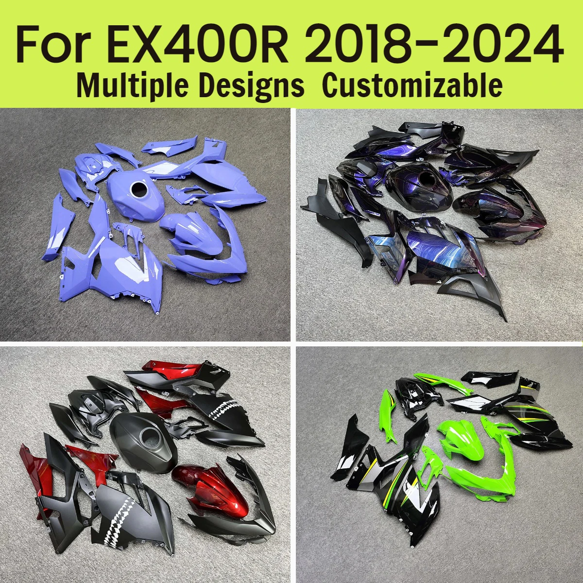 For Kawasaki EX400R 2018-2024 Motorcycle ABS Injection Fairings Ninja400 18-24 Fairing Body Plastic Cover Kit