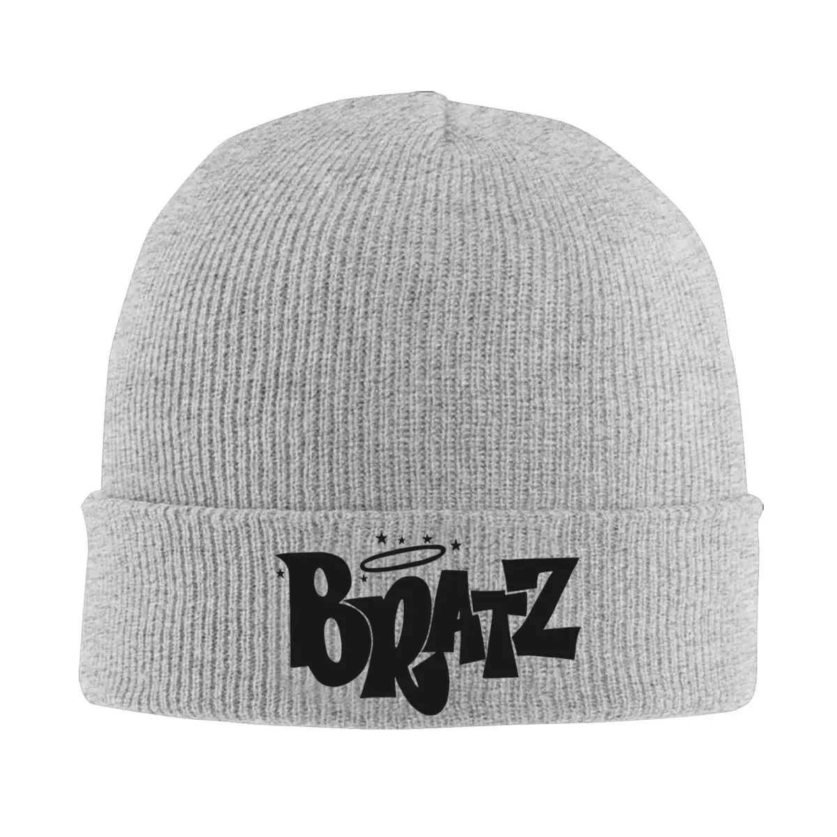 Bratz Logo Black Knit Hat Beanie Autumn Winter Hat Warm Hip Hop Monochrome Dolls Angels Cool Cat Caps Men Women