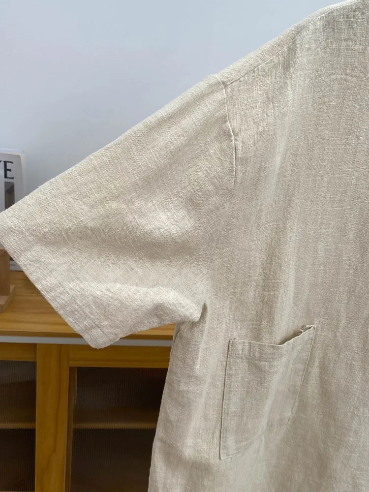 Retro chino Sle algodón Lino ort Sve irt mujer verano Zen Sle botón hasta cuello alto traje de té Top