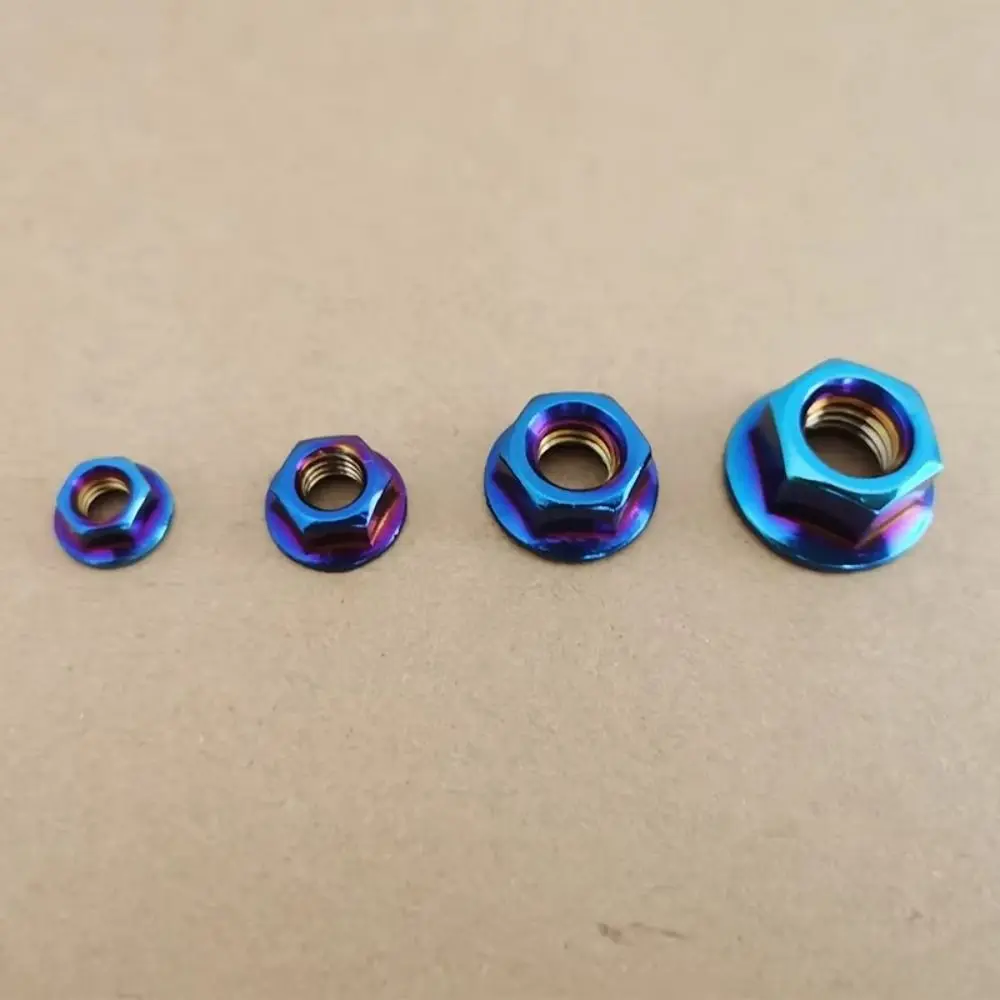 Upgrade Accessories M5 M6 M8 M10 Stainless Steel Hex Nuts Flange Thread Blue Flange Hex Nuts Modified Nut Motorcycle