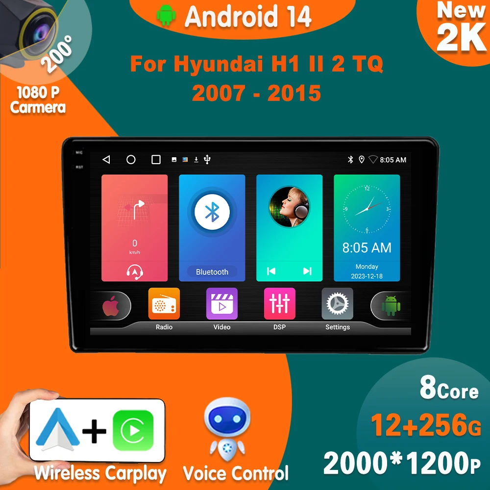 

Android14 Car Radio For Hyundai H1 II 2 TQ 2007 - 2015 Carplay Multimedia Audio Video Player GPS navigation 4G WIFI Head Unit