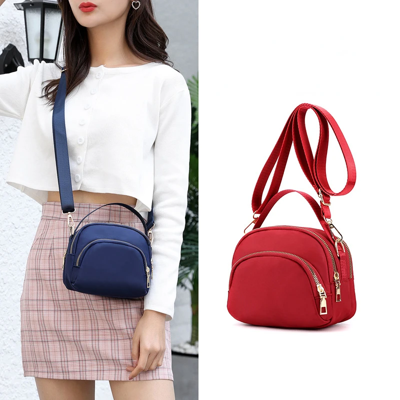 Oxford cloth bag female 2023 new fashion multi-layer mini handbag women\'s cloth bag nylon cloth shoulder crossbody bag