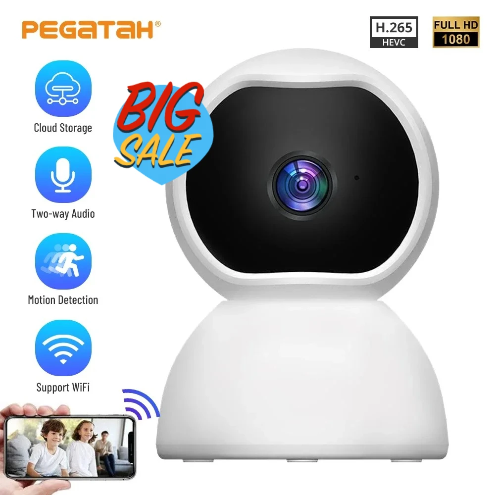 2MP Wifi PTZ Camera Indoor Audio Video Baby Monitor Wireless Night Vision Two Way Audio Home Security Surveillance IP Cameras
