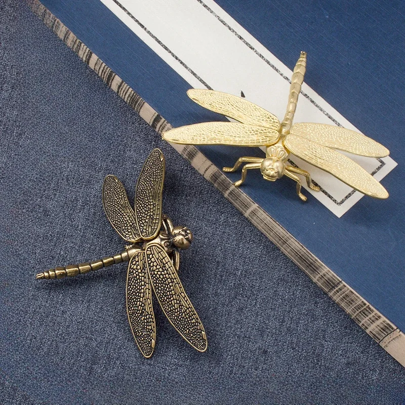 Dragonfly Crafts Ornament Brass Decor Lawn Statue Figurines Home Decoration Cabinet Tea Pet Adornment Curiosity