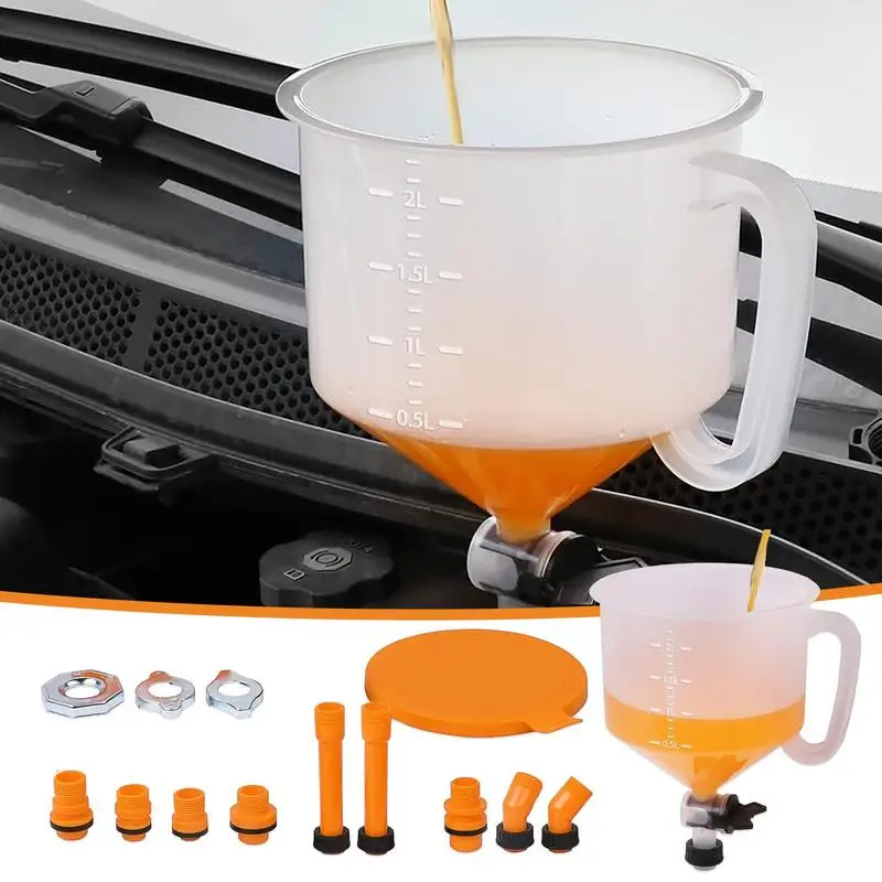 No-Spill Coolant Funnel Kit Car Radiator Coolant Filling Funnel Kit Radiator Spill Free Funnel 15pcs Antifreeze Funnel With