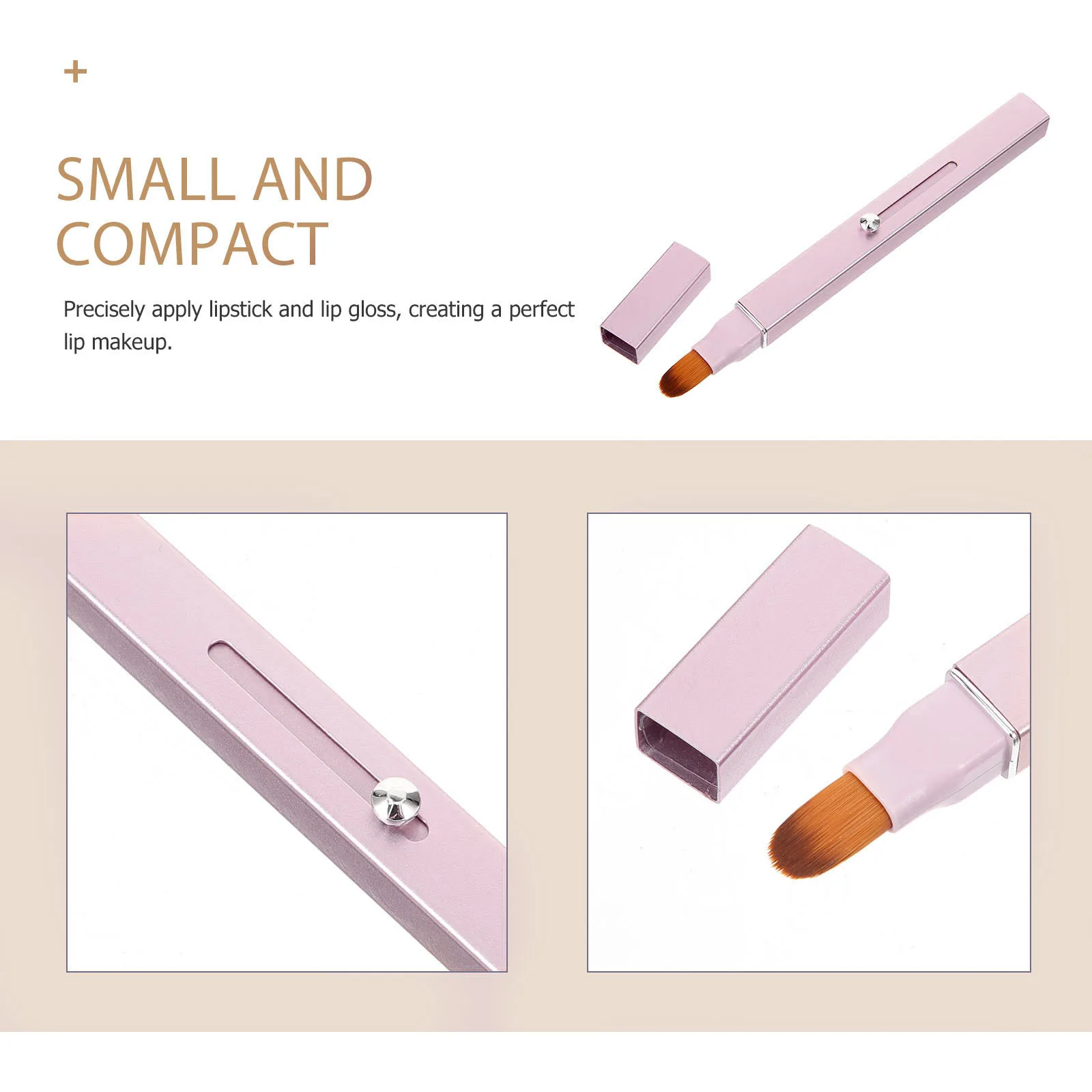 Pincel labial retrátil de ponta dupla, aplicador corretivo de batom, ferramenta de maquiagem portátil para mulheres, aplicação de bálsamo de brilho labial