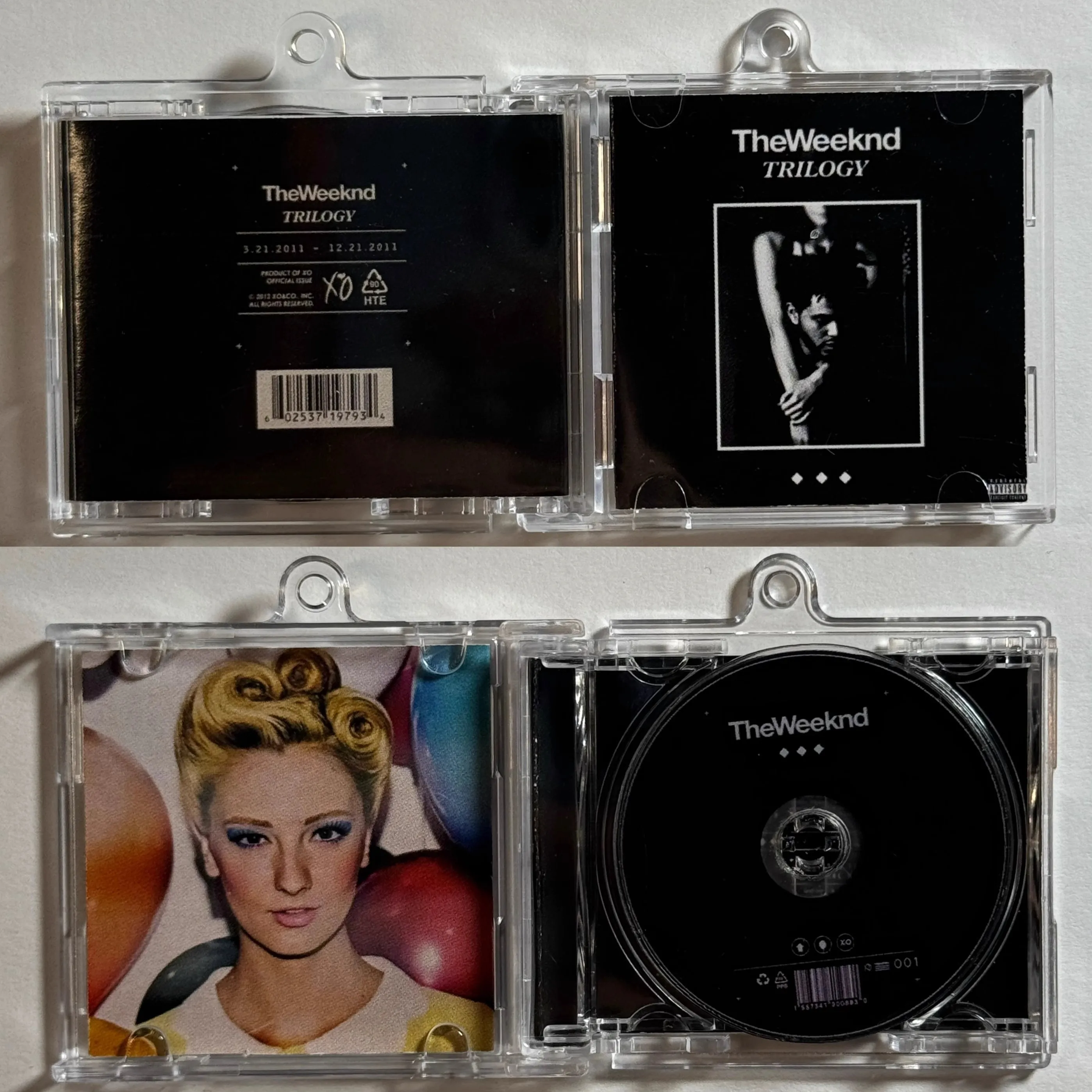 The Weeknd-Porte-clés Mini Music CD NDavid, Trilogy Album, DIY Play Songs Keyring, Cosplay Key Ring, Acrylic Pendant, Backpack Accessrespiration