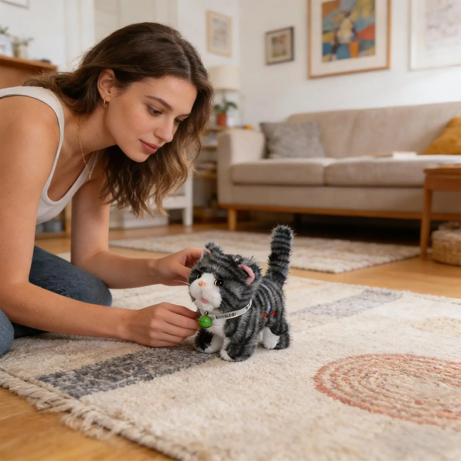 ตุ๊กตาแมวเดินได้ พูดได้ มีเสียงเพลง ของเล่นแมวไฟฟ้าแบบโต้ตอบ ตุ๊กตาสัตว์เลี้ยง ของเล่นสำหรับคนรักสัตว์เลี้ยง ของขวัญวันเกิด ปีใหม่