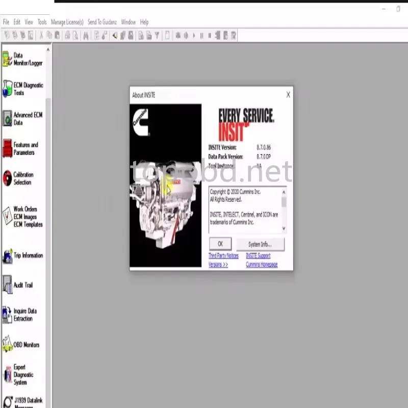 برنامج تشخيص محرك Keygen مجاني من Cummins Insite 8.7 Pro لاختبار رمز الخطأ والتعديل يدعم متعدد اللغات