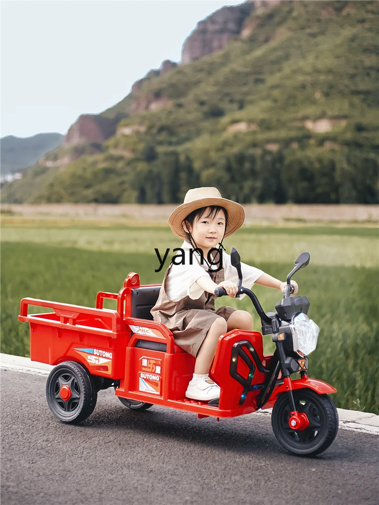 CX Children's Electric Car Three Wheeled Motorcycle Sitting Double with Remote Control Children's Tractor with Bucket