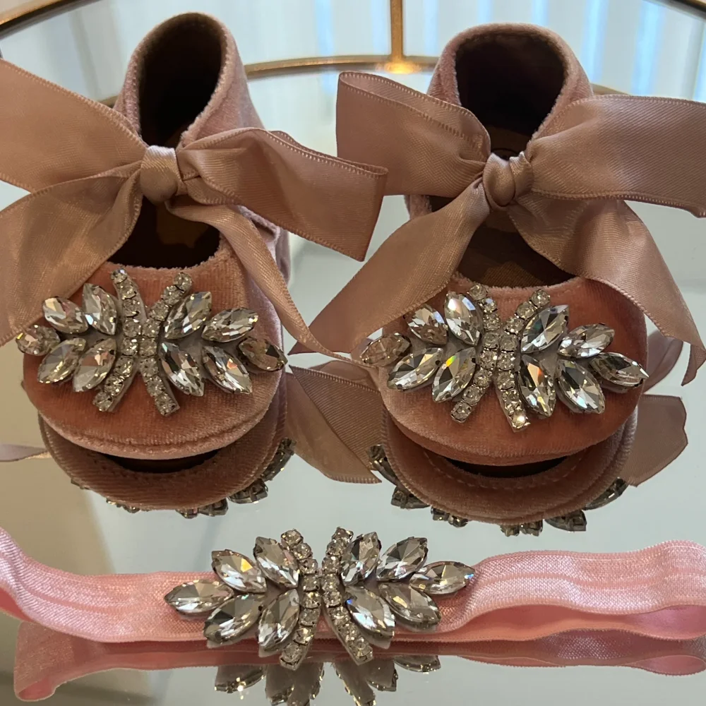 

Diamond Newborn Princess Shoes & Headband Crown Crystal Christmas Baby Infant Photography Props Dusty Pink Shoes Girl Outfits